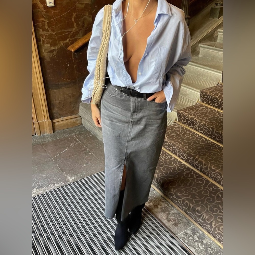 Djerf Avenue Denim Skirt Midi Gray XXS